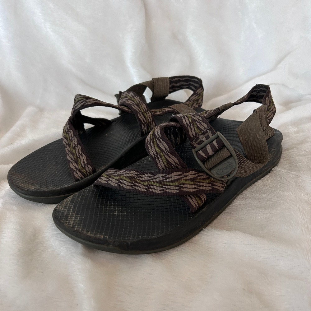 Chaco Z1 Classic Sandals Mens 12 Brown Patterned Straps Hiking Gorpcore